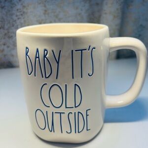 Rae Dunn White Mug with Blue Text